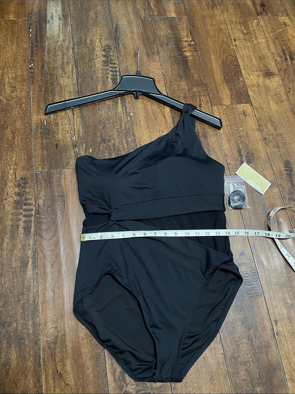 Michael Kors One-Shoulder Mesh Swimsuit Black Size 14 NWT - Picture 14 of 16